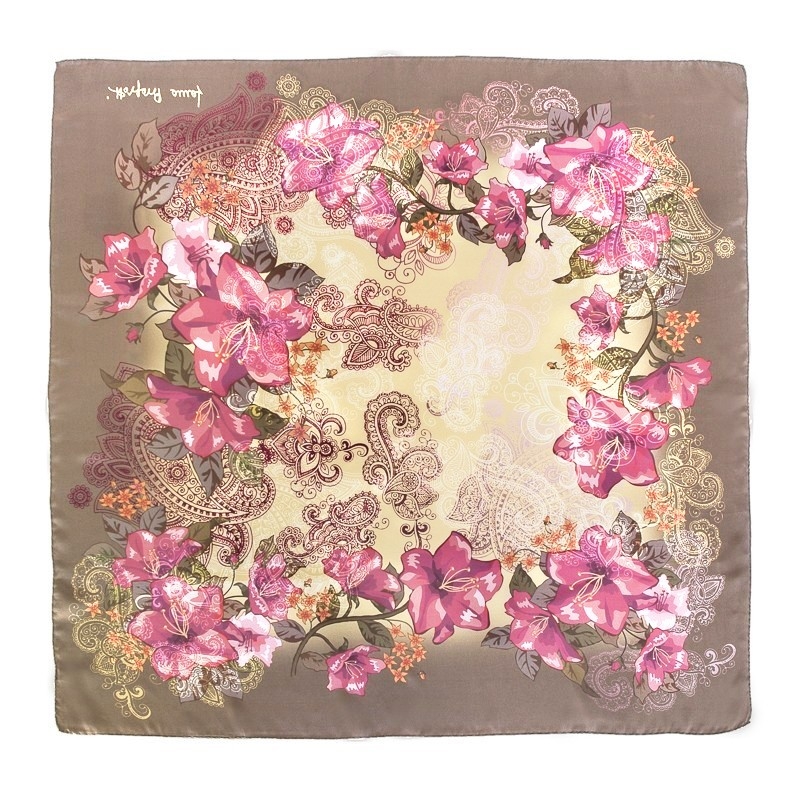 Silk Scarf Laura Biagiotti Storia d`amore kaki pink