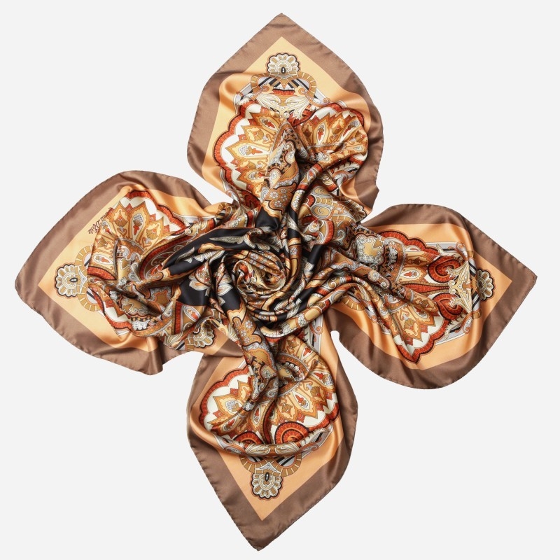 Gift: Carnaby Street Beige Silk Scarf and Egyptian Jasper tubes, hematite and Swarovski beads bracelet