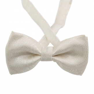 Paisley White Silk Bow Tie