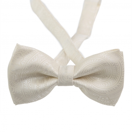 Paisley White Silk Bow Tie