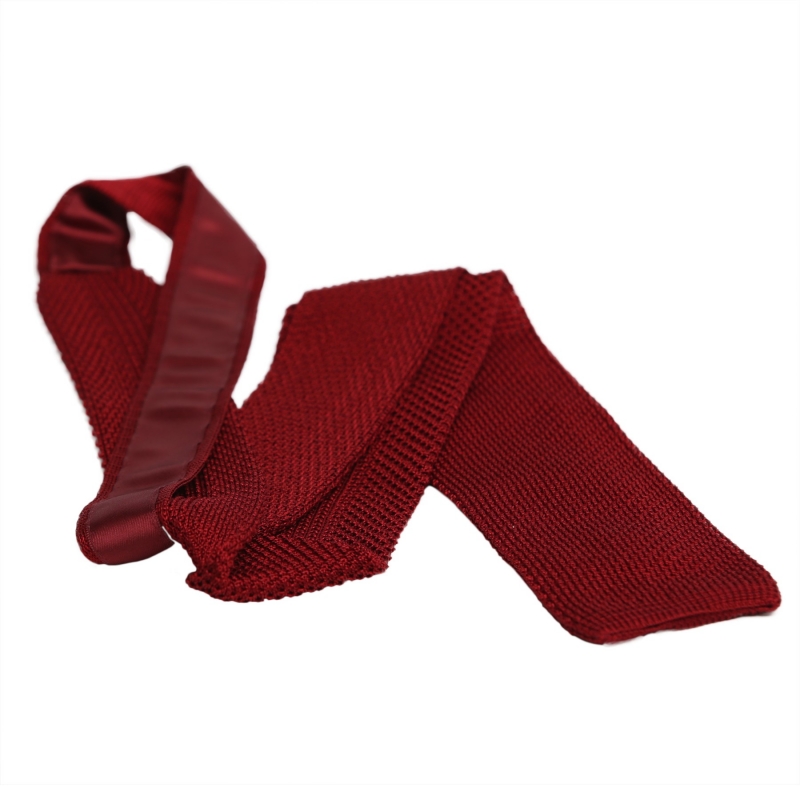 Cravata DM Ties matase tricotata rosu inchis