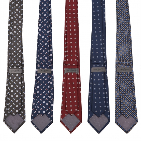 L. Biagiotti silk tie White Circeles on navy pattern