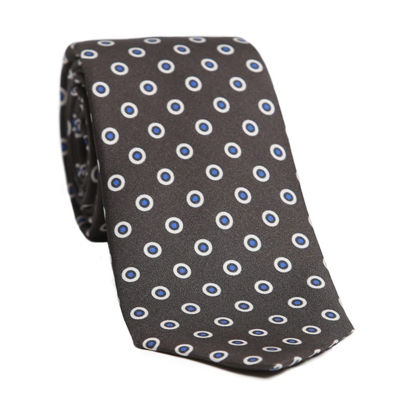 Cadou: Cravata si batista matase cercuri albe pe gri