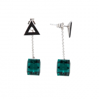 Cercei argint Swarovski Emerald