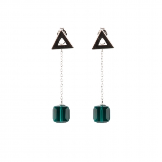 Cercei argint Swarovski Emerald