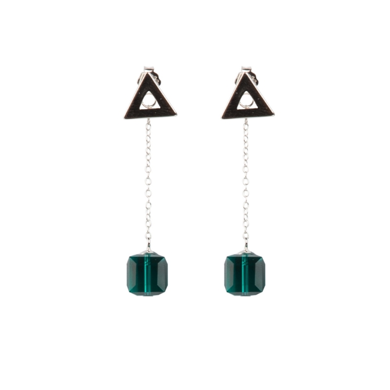 Cercei argint Swarovski Emerald