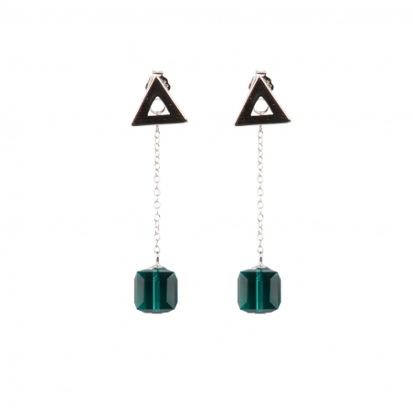 Cercei argint Swarovski Emerald