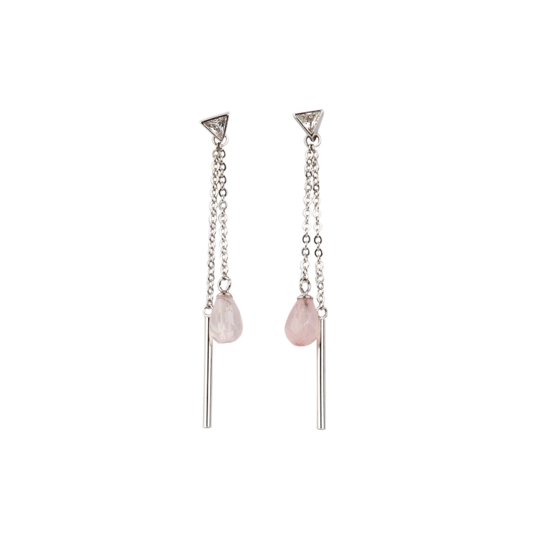 Pink Muse Quartz silver earrings