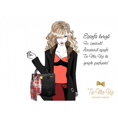 Eşarfă albastru buchet de flori