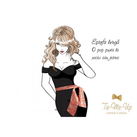 Eşarfă din mătase albă cu flori