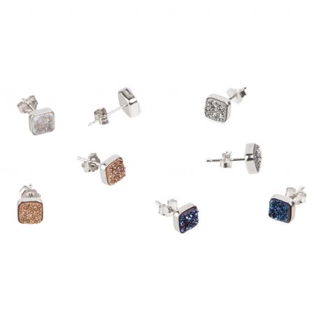 Blue Night Agate silver earrings