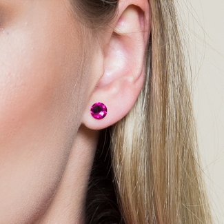 Swarovski Fuchsia silver earrings