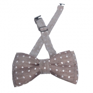 Papion mătase naturală bărbați bej cu buline