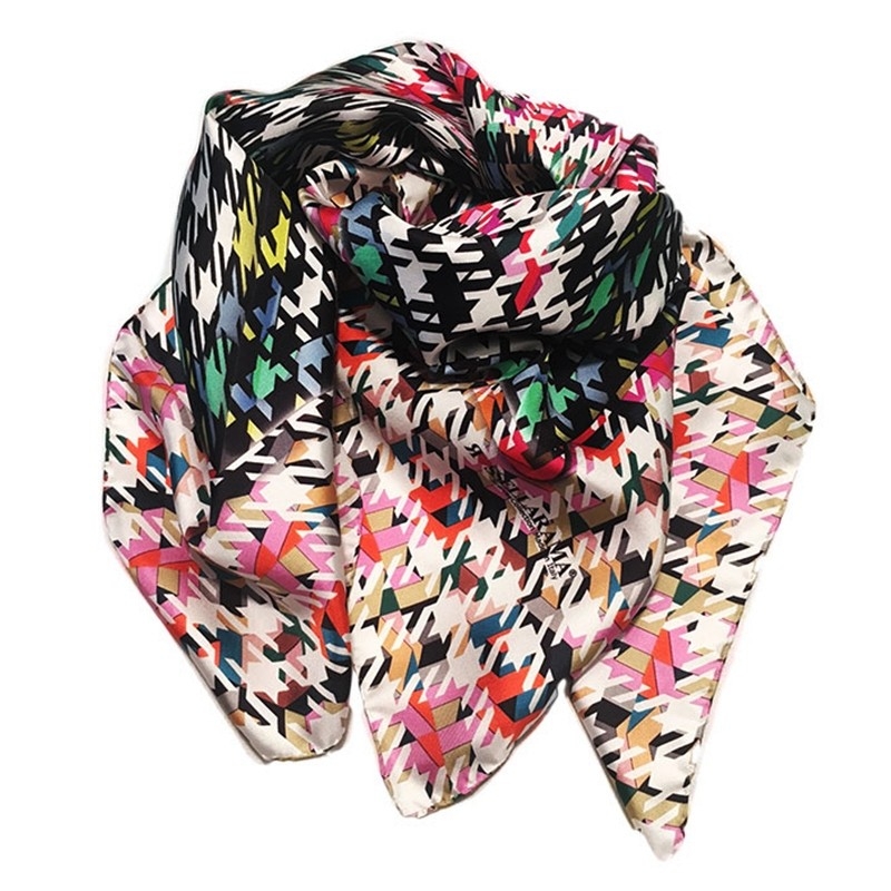 RR Pied de Poule White silk scarf