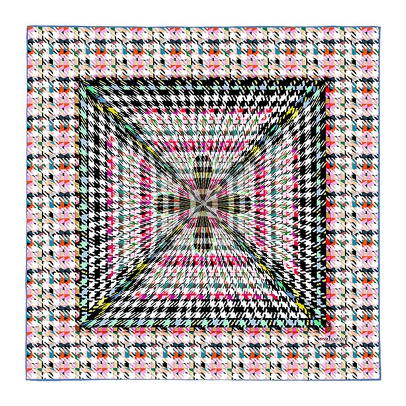 RR Pied de Poule White silk scarf