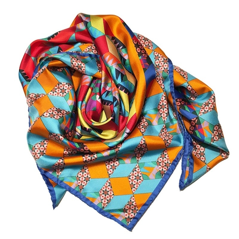 RR Newcube blue silk scarf