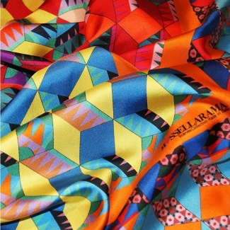 Esarfa matase RR Newcube blue