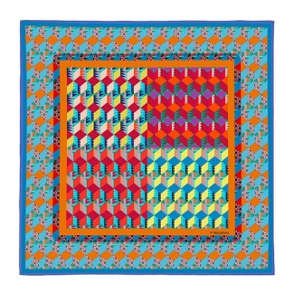 Esarfa matase RR Newcube blue