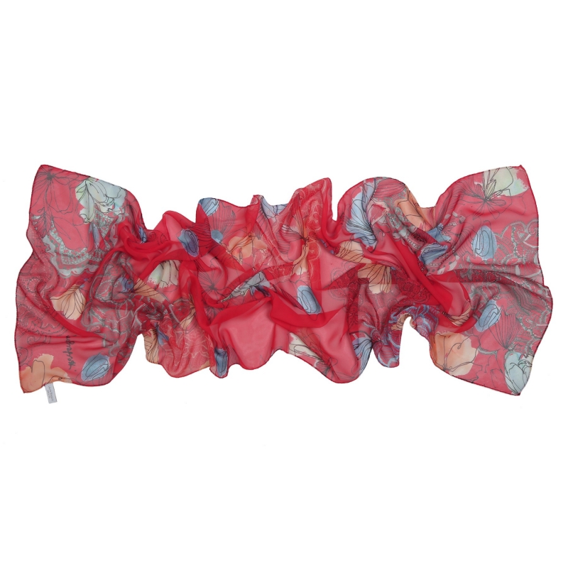Silk shawl georgette Laura Biagiotti Tokio spring red