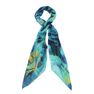 Turcoise irises georgette silk scarf