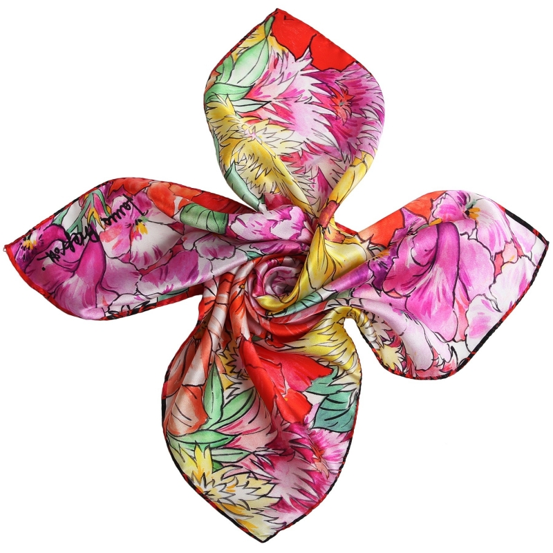 Exuberance coral silk scarf