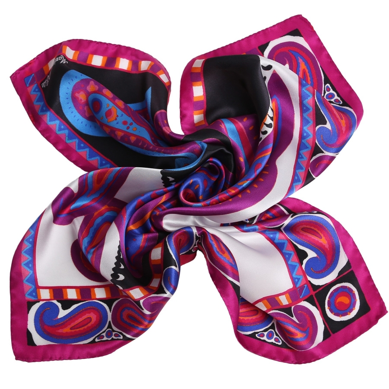 Esarfa matase Solitude fucsia-blue