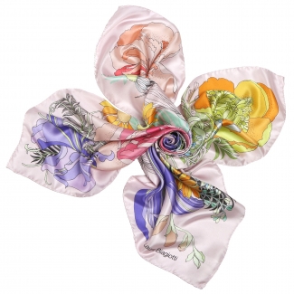 Japanese flowers pale pink silk scarf