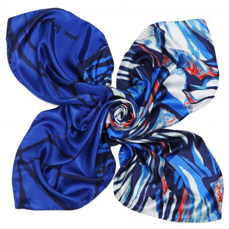 Au bord de la mer blue silk scarf