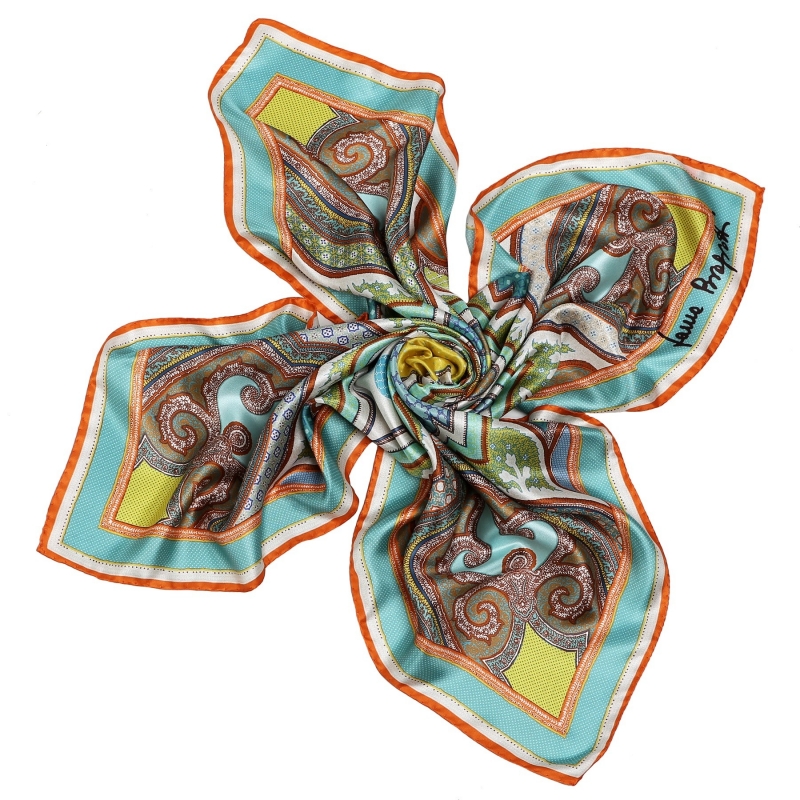 Esarfa matase Imperial dream turcoise-olive