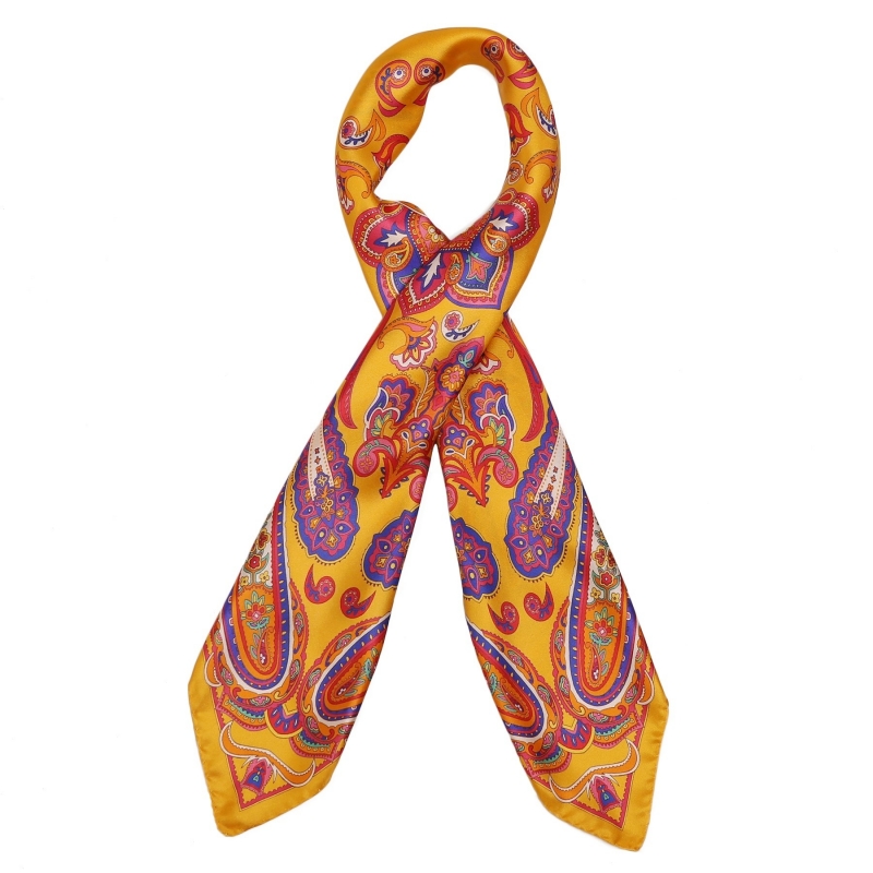 Caspian sunset saffron silk scarf