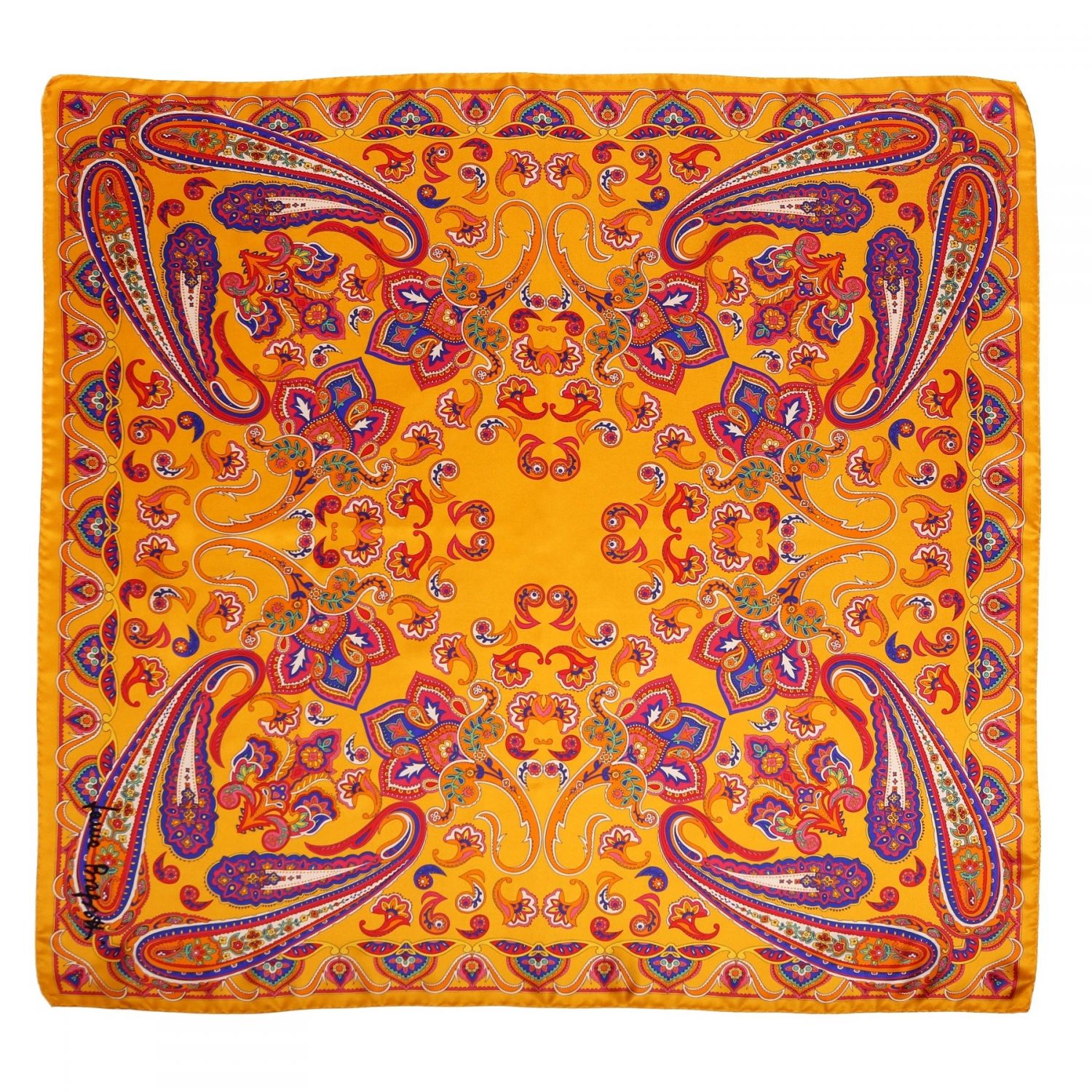 Caspian sunset saffron silk scarf