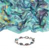 Gift: Turcoise irises georgette silk scarf and Mixed gemstone beads bracelet