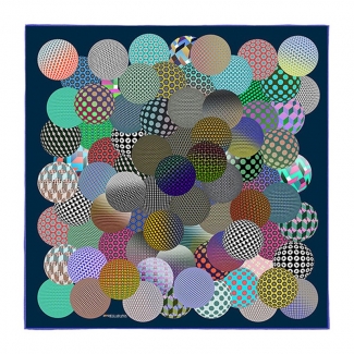 RR Palline Blue Dark silk scarf