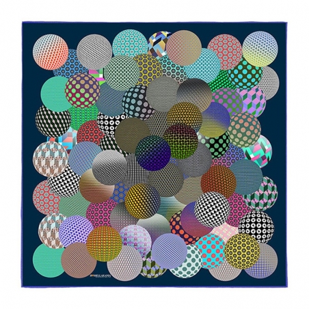 RR Palline Blue Dark silk scarf