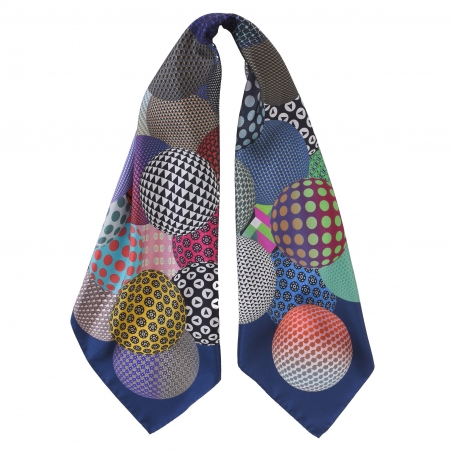 RR Palline Blue Dark silk scarf