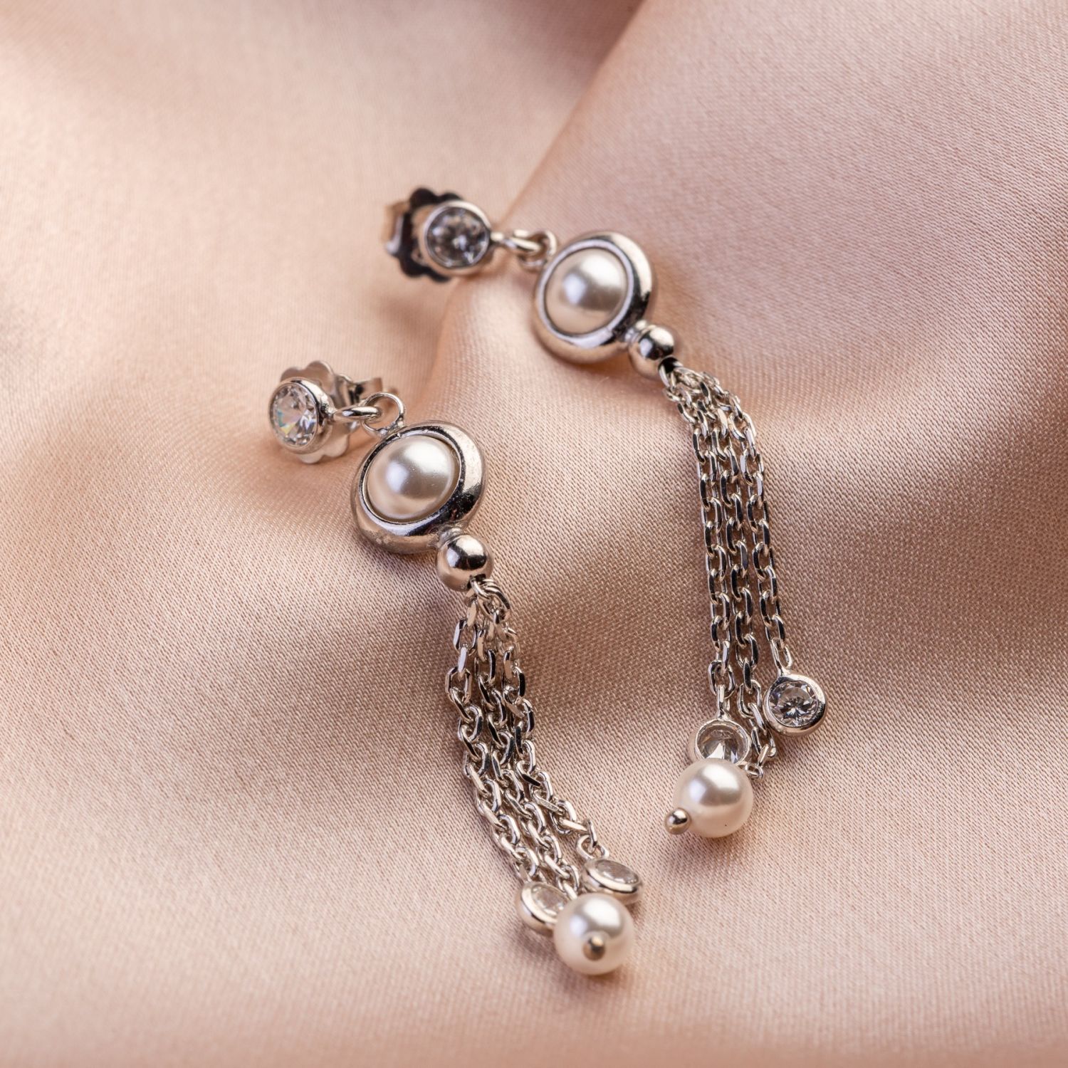 Cocktail Pearls silver earrings