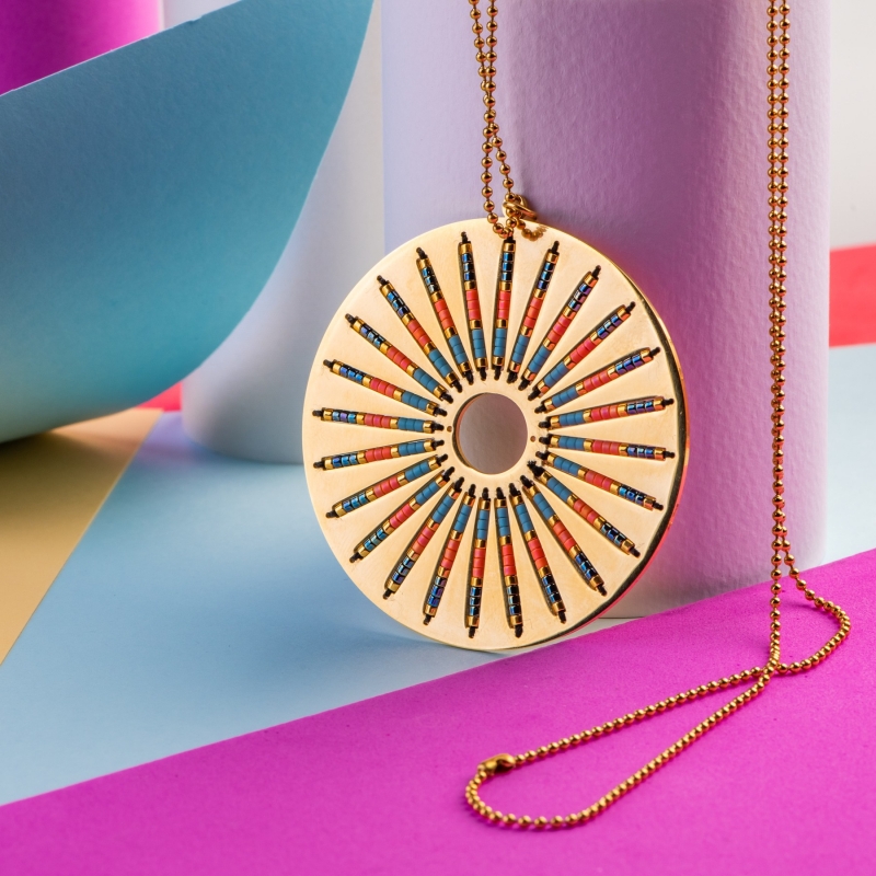 Colier inox Miyuki Orange