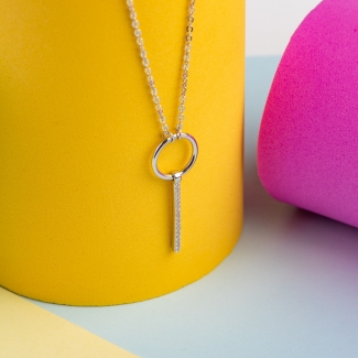 Silver necklace with  Love to give charm