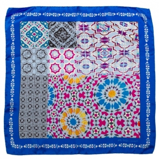 Eşarfă Mila Schon albastru geometric