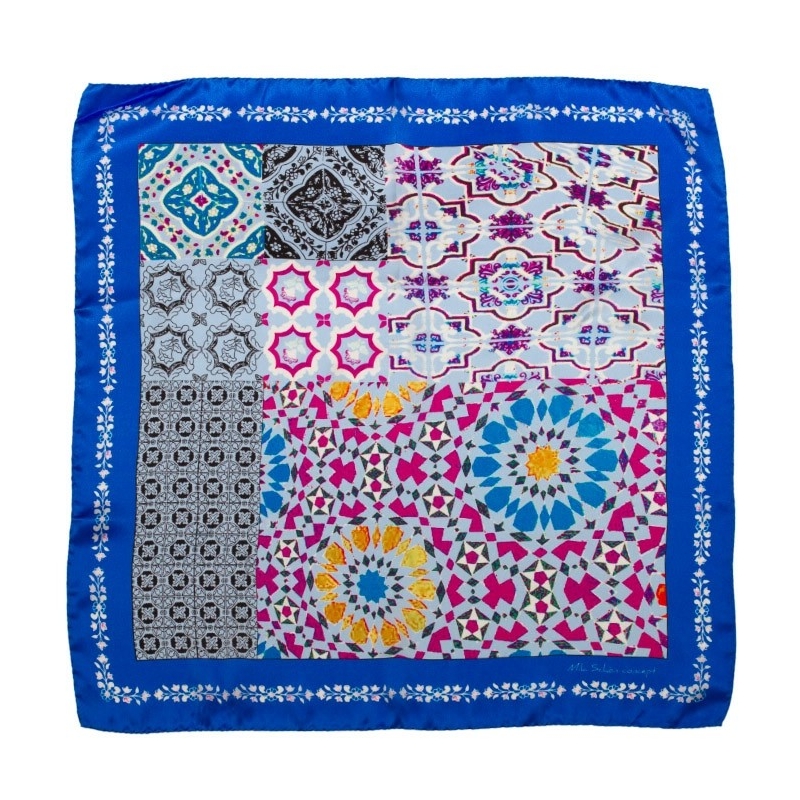Eşarfă Mila Schon albastru geometric