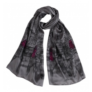 Gift: Silk shawl London Touch Grey and Silver necklace Sparkling Rain