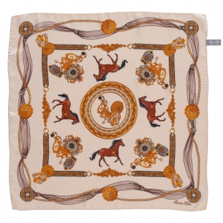 Esarfa matase Equestrian Fashion beige