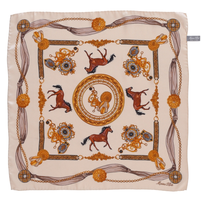 Esarfa matase Equestrian Fashion beige