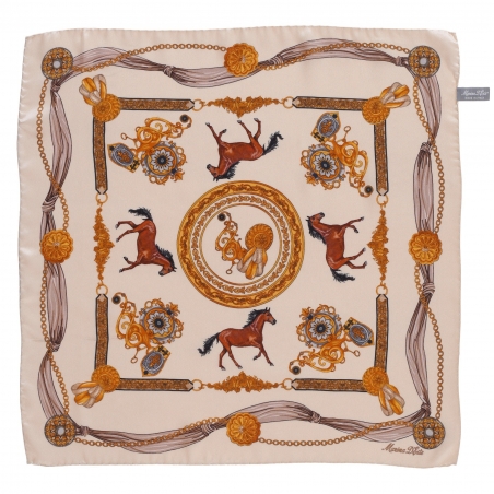 Esarfa matase Equestrian Fashion beige