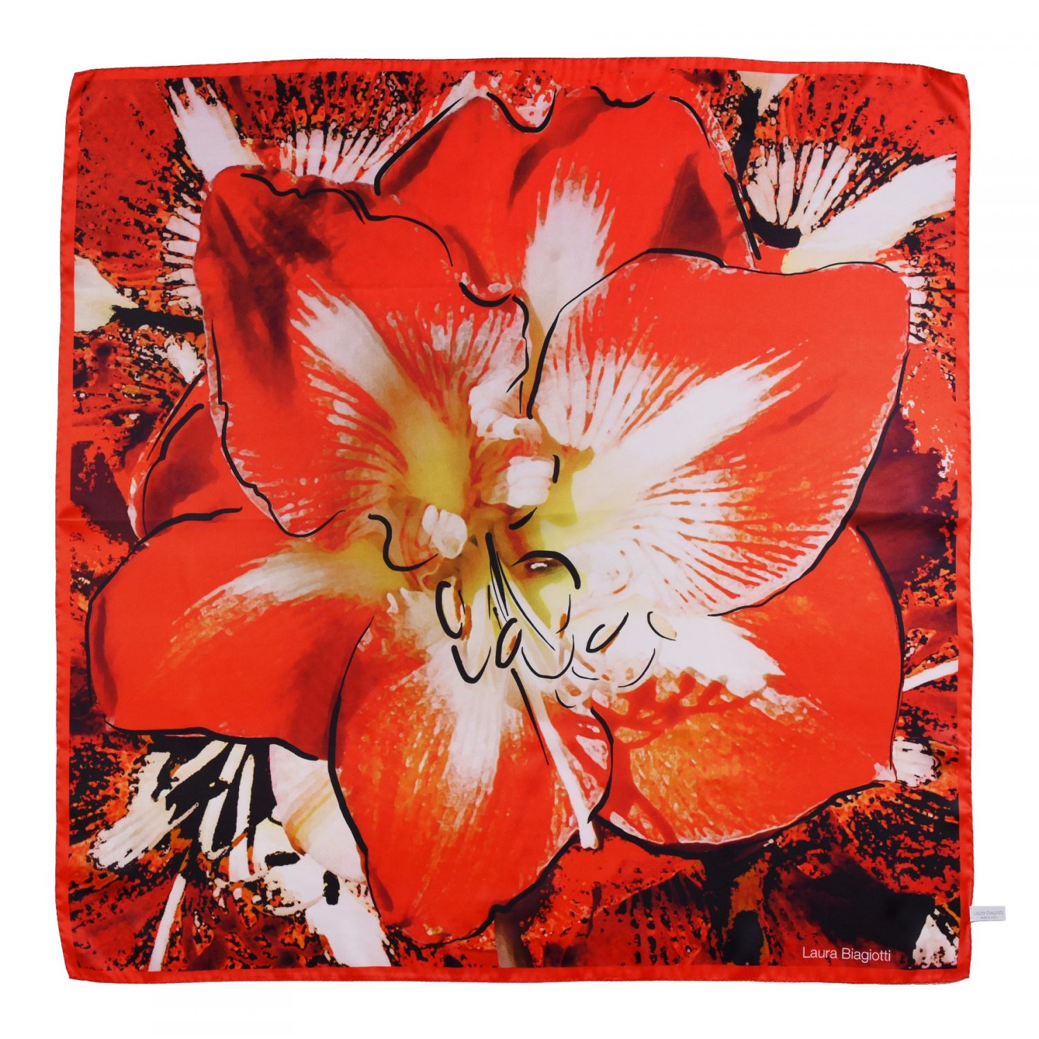 Orchid Passion red silk scarf