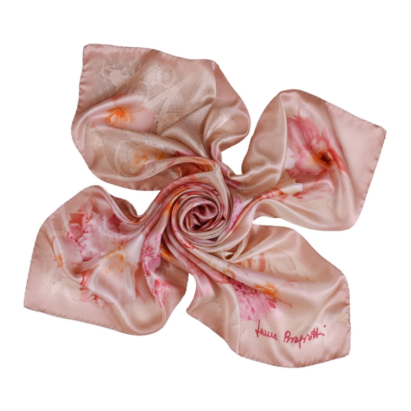Falling Roses nude rose silk scarf