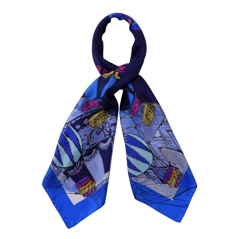 Make a Wish Fashion night blue silk scarf