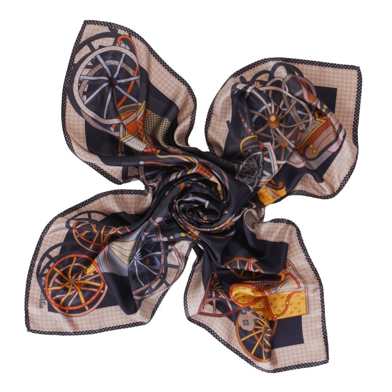 Paris d'autre fois noir silk scarf