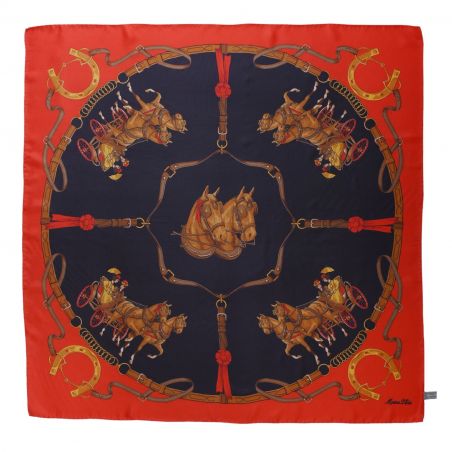 Riding at Down red silk scarf