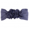 Navy silk and cotton scarf with silver thread and pearls
